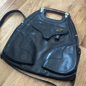 Betsey Johnson, Black leather, medium handbag, NWOT